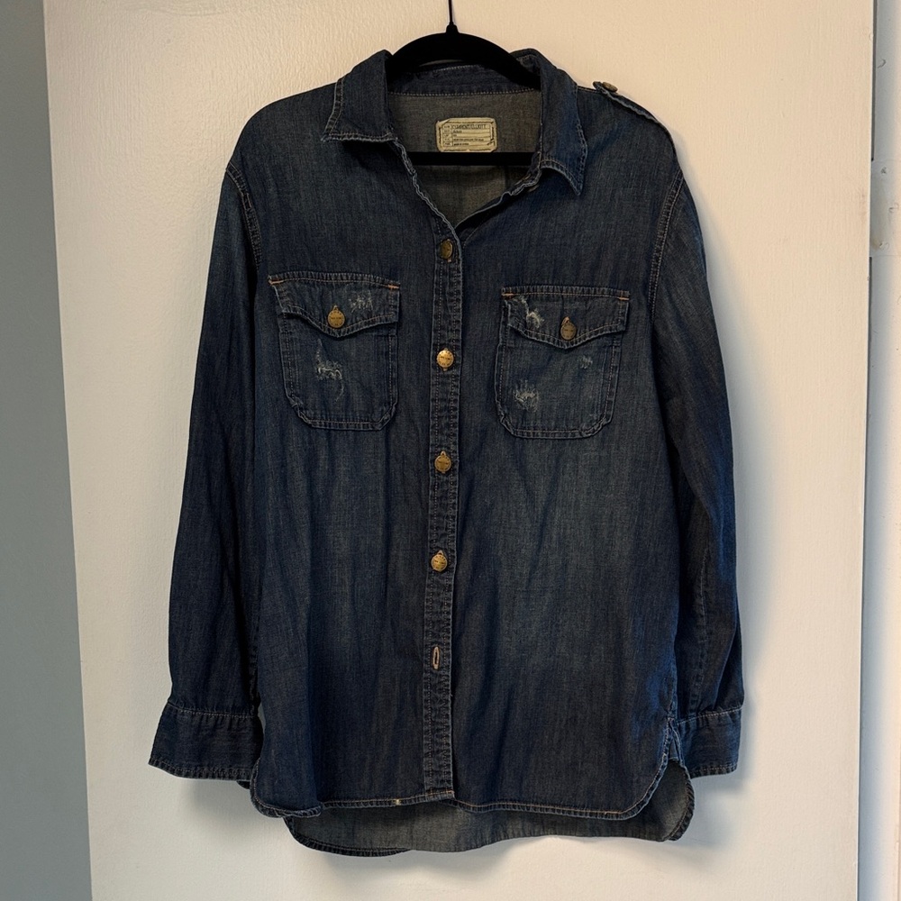 Current/Elliott Blue Denim Shirt